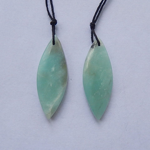 Natural Amazonite Earring Beads 34x11x4mm, 4.5g