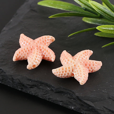 BITEFU 1Pair Pink Conch Shell (Made Of Powder Of Shell, Color Is Enhanced ) Starfish , 4.8g