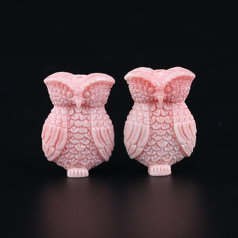 BITEFU 1Pair Pink Conch Shell (Made Of Powder Of Shell, Color Is Enhanced ) Owl , 8.8g