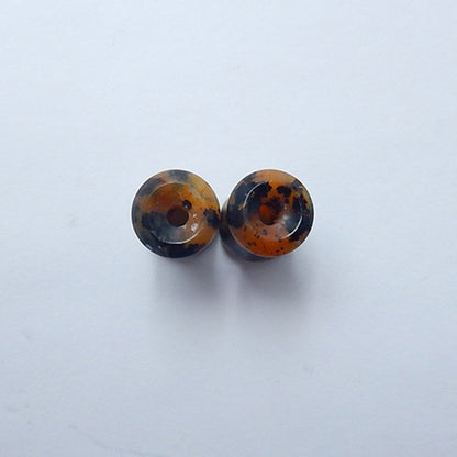 6mm Petrified Wood Ear Tunnels with 2mm hole, 13mm thickness, 1.5mm flare