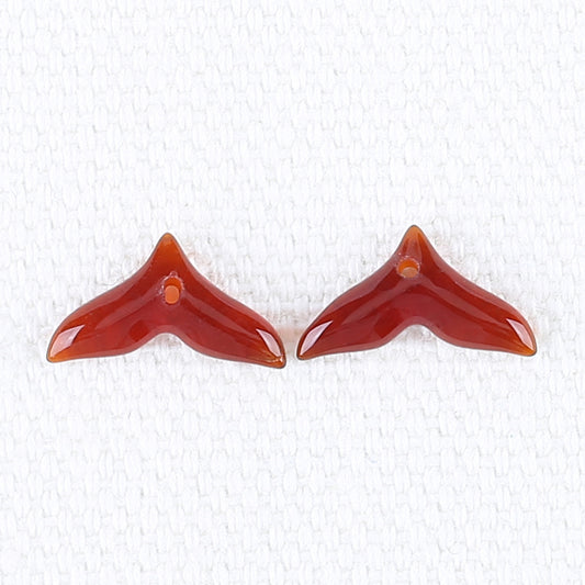 Natural Red Agate Carved mermaid tail Earring Beads 6*11*2mm, 2g