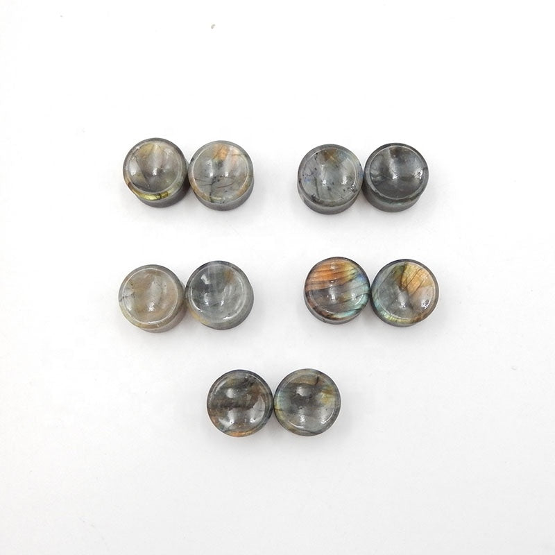 16mm Labradorite Ear Plugs with concave face and back, 13mm thickness, 1.5mm flare