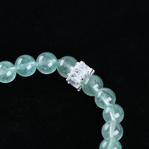 Natural Green Strawberry Quartz And White Quartz Gemstone Bracelet Gift, 17cm, 16x12x7mm, 8mm, 19.2g
