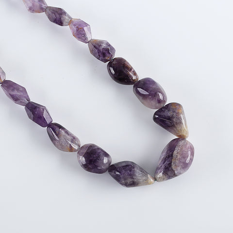 1 Strand 32 Inch Natural Amethyst Gemstone Necklace, Adjustable Necklace, 34x26x19mm,17x13x13mm,142g