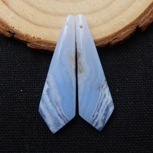 Natural Blue Lace Agate Earring Beads 34x10x4mm, 3.9g