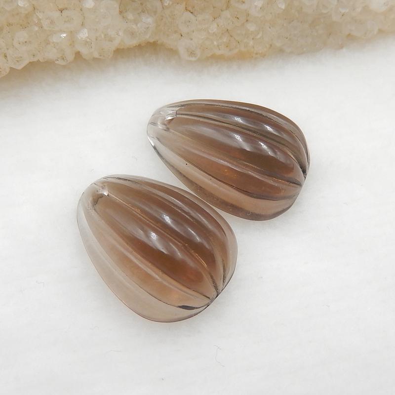 Natural Smoky Quartz Earring Beads 21x15x7mm, 5.7g