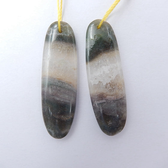 Boucles d'oreilles Ocean Jasper Stone Pair, pierre pour la fabrication de boucles d'oreilles, 35x13x4mm, 6.4g