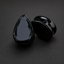 Natural Black Obsidian Teardrop Stone Plugs - Double Flare Ear Gauges