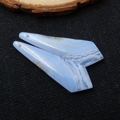 Natural Blue Lace Agate Earring Beads 34x10x4mm, 3.9g
