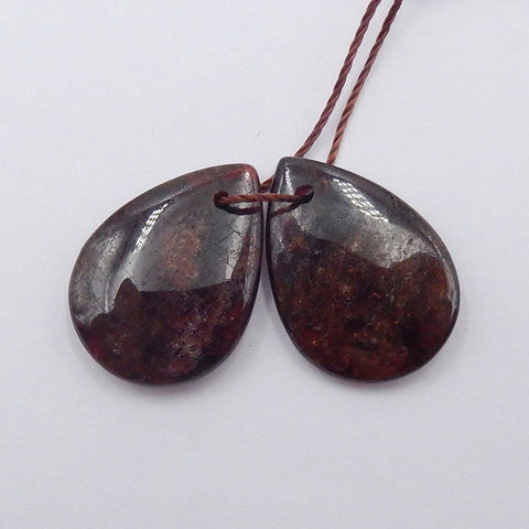 Natural Garnet Earring Beads 20x15x4mm, 5.3g