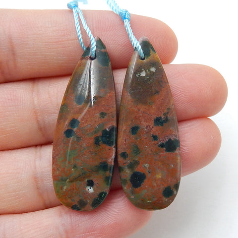 Natural Ocean Jasper Earring Beads 38x10x4mm, 5.2g