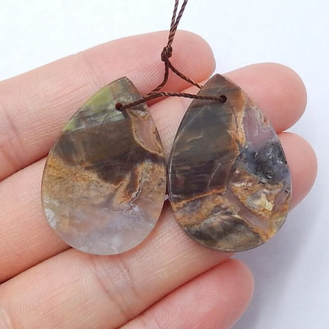 Natural Mushroom Jasper Earring Beads 29x19x3mm, 6.4g