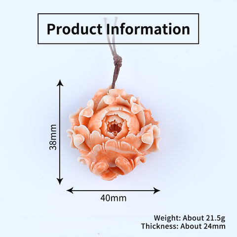 BITEFU Pink Conch Shell (Made Of Powder Of Shell, Color Is Enhanced ) Flower Big Size Pendant Bead , 21.5g