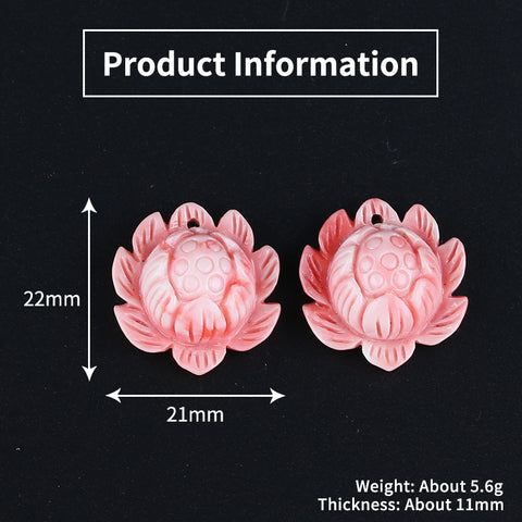 BITEFU 1Pair Pink Conch Shell (Made Of Powder Of Shell, Color Is Enhanced ) Lotus Flower, 5.6g