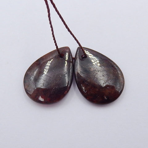 Natural Garnet Earring Beads 20x15x4mm, 5.3g