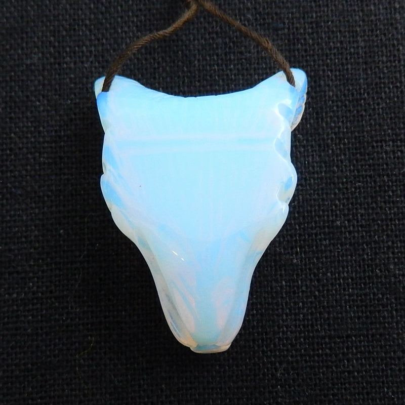 Opalite Carved wolf head Pendant Bead 40x31x15mm, 17.8g