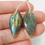 Natural Labradorite Carved leaf Earring Beads 26x12x4mm, 3.8g