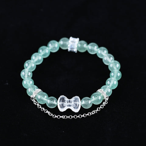 Natural Green Strawberry Quartz And White Quartz Gemstone Bracelet Gift, 17cm, 16x12x7mm, 8mm, 19.2g