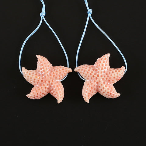 BITEFU 1Pair Pink Conch Shell (Made Of Powder Of Shell, Color Is Enhanced ) Starfish , 4.8g