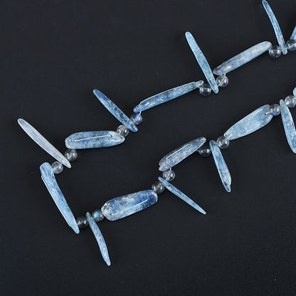 Natural Blue Kyanite and Labradorite Pendant Beads for Necklace 6mm, 40*9*6mm, 60g, 20 inches