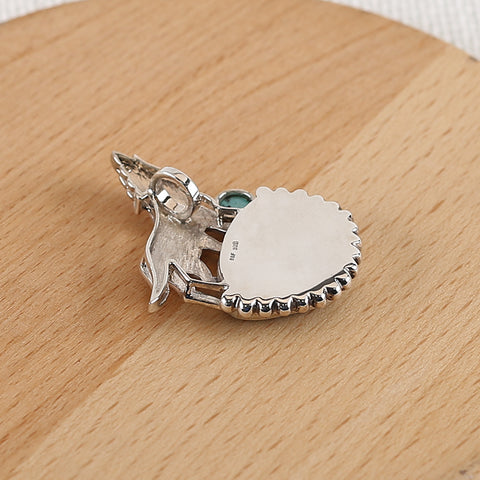 New Arrival! Natural Amethyst Crystal And Turquoise Gemstone With Sterling Silver 925 Pendant,48×35×10mm,17.7g