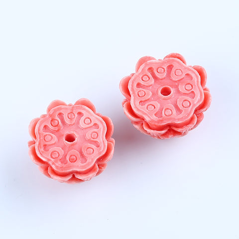 BITEFU 1Pair Pink Conch Shell (Made Of Powder Of Shell, Color Is Enhanced ) Lotus Flower, 17.2g