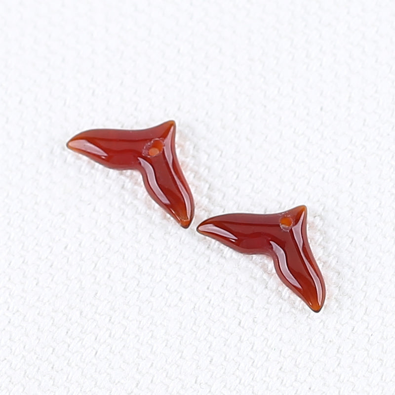 Natural Red Agate Carved mermaid tail Earring Beads 6*11*2mm, 2g