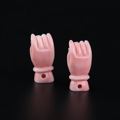 BITEFU 1Pair Pink Conch Shell (Made Of Powder Of Shell, Color Is Enhanced ) Hand , 1.8g