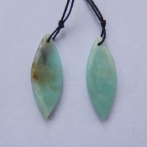 Natural Amazonite Earring Beads 34x11x4mm, 4.5g