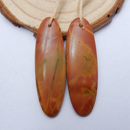 Boucles d'oreilles Red Creek Jasper Stone Pair, pierre pour la fabrication de boucles d'oreilles, 43x13x5mm, 9.4g