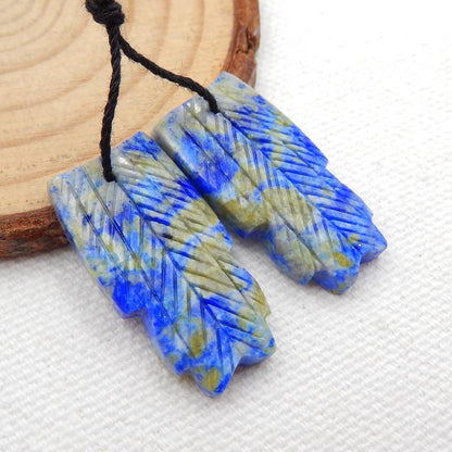 Natural Lapis Lazuli Feather Earring Beads 26x14x4mm, 6g