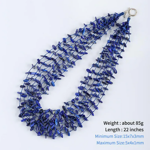 New Arrival! Natural Lapis Lazuli Necklace, Lapis Lazuli Bead Strands Handmade Gemstones,7 Strand, 22 Inch,5×4×1mm,15×7×3mm,85g