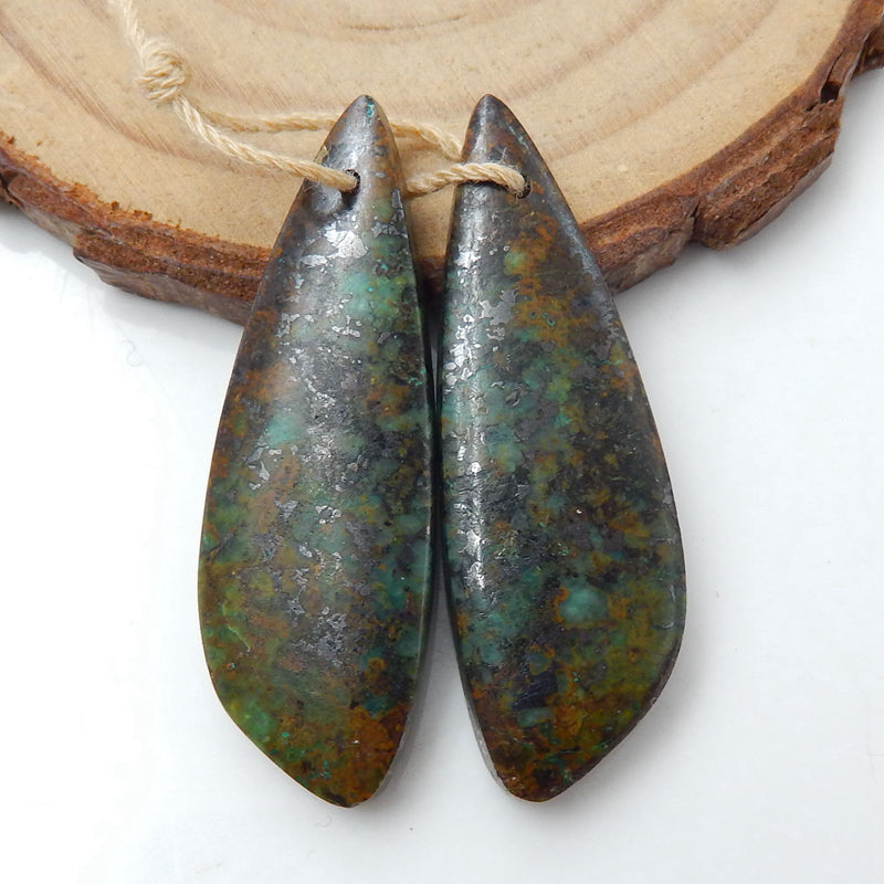 天然非洲绿松石耳环一对，用于制作耳环的石头，38x13x6 毫米，8.2 克
