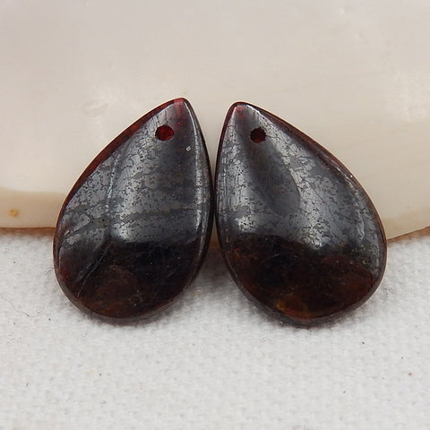 Natural Garnet Earring Beads 20x15x4mm, 5.3g