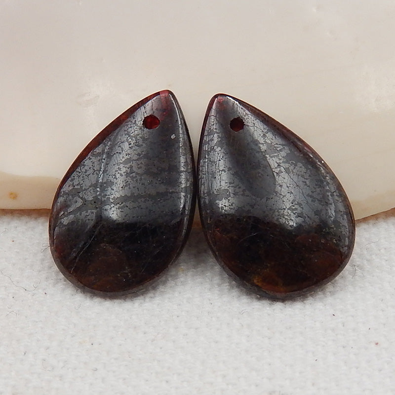 Boucles d'oreilles Teardrop Garnet Stone Pair, pierre pour la fabrication de boucles d'oreilles, 20x15x4mm, 5.3g