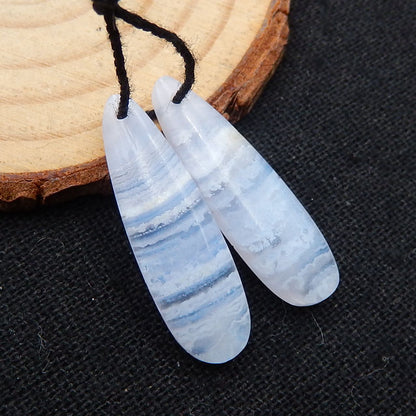 Natural Blue Lace Agate Earring Beads 27x10x4mm, 3.4g