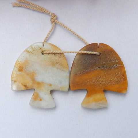 Natural Amazonite Carved Fish Earring Beads 29x25x4mm, 10.3g