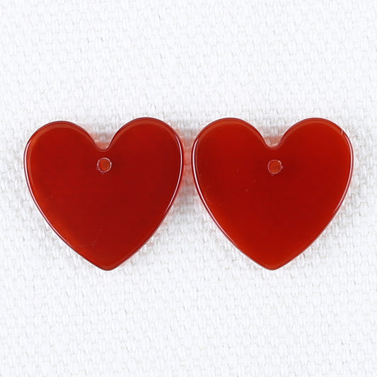 Natural Red Agate Carved heart shape Earring Beads 15*15*2mm, 1.7g