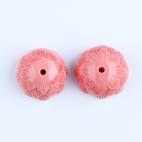 BITEFU 1Pair Pink Conch Shell (Made Of Powder Of Shell, Color Is Enhanced ) Lotus Flower, 17.2g