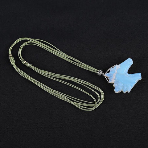1 Strand 30 Inch Carved Opalite Horse Head Gemstone Pendant Adjustable Necklace, Unique Jewelry, 38x41x10mm, 27g