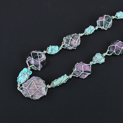 Natural Turquoise and Ruby Gemstone Pendant Beads for Necklace 35.4 inches, 10*9*9mm, 29*30*7mm, 64.2g