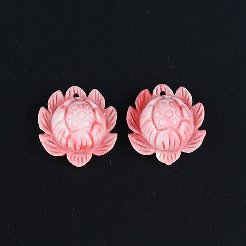 BITEFU 1Pair Pink Conch Shell (Made Of Powder Of Shell, Color Is Enhanced ) Lotus Flower, 5.6g