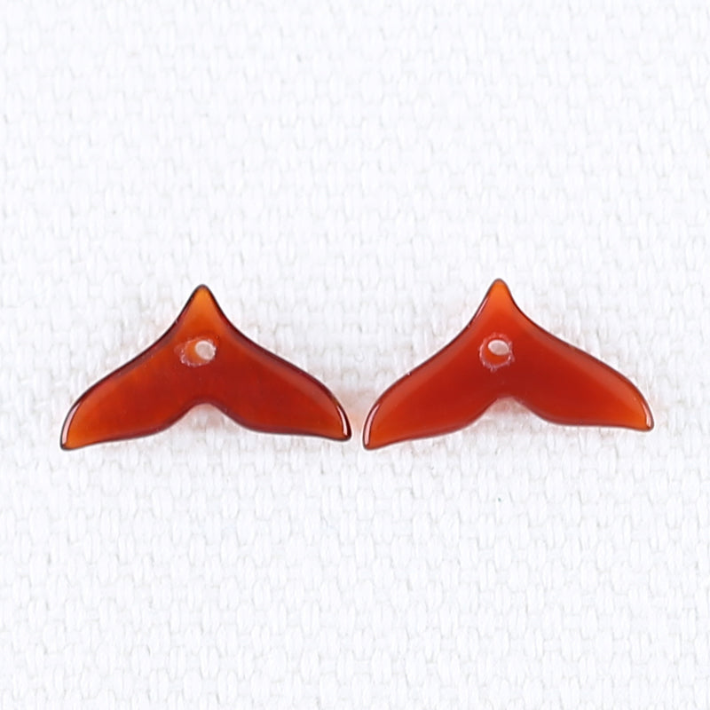 Natural Red Agate Carved mermaid tail Earring Beads 6*11*2mm, 2g