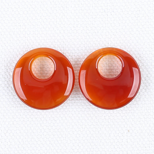 Natural Red Agate Carved ring Earring Beads 20*20*5mm, 5g