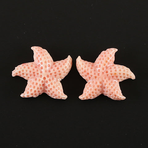 BITEFU 1Pair Pink Conch Shell (Made Of Powder Of Shell, Color Is Enhanced ) Starfish , 4.8g