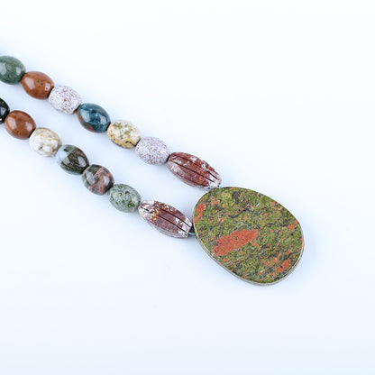 Natural Ocean Jasper Pendant Beads for Necklace 18.5 inches length, 120g