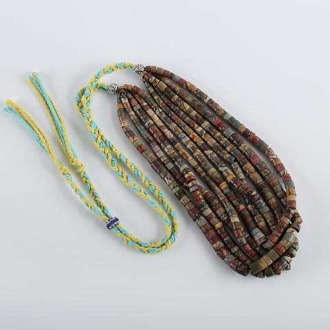 1 Strand 14-33 Inch Natural Multi-Color Picasso Jasper Gemstone Necklace,Adjustable Necklace, 8x6mm,3x3mm,127.7g
