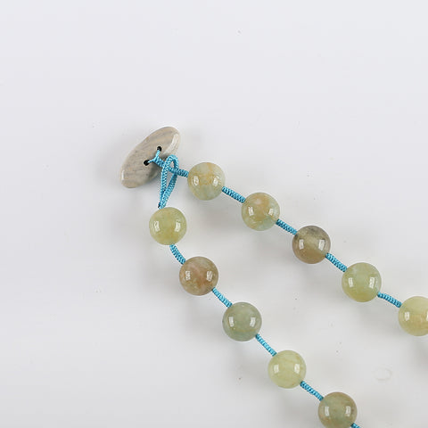 Natural Blue Aquamarine,Obsidian And Wave Jasper And MOP(Mother Of Pearl) Gemstone Necklace,Best Gemstone Jewelry Gift,1 Strand,17.5 Inch,36x6mm, 22x10x6mm, 11mm,22.6g