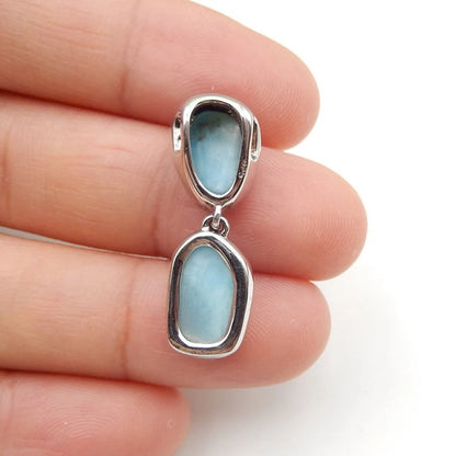Natural Larimar Pendant with 925 Sterling Silver Accessory 32x9x4mm, 13x9x4mm, 2g