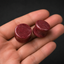 Natural Norwegian Thulite Stone Plugs - Hand-Polished Rose Pink Saddle Gauges (Sold as Pair)